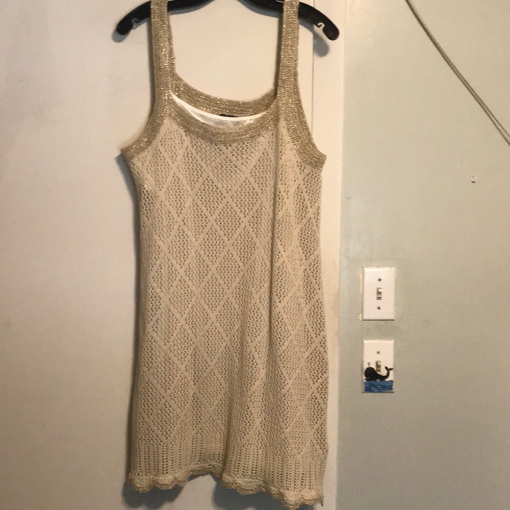 Venus crochet sleeveless dress in cream.